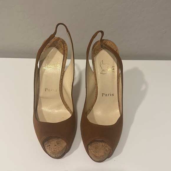 CHRISTIAN LOUBOUTIN SO PRIVATE CORK HEEL SLINGBACK - Picture 3 of 12